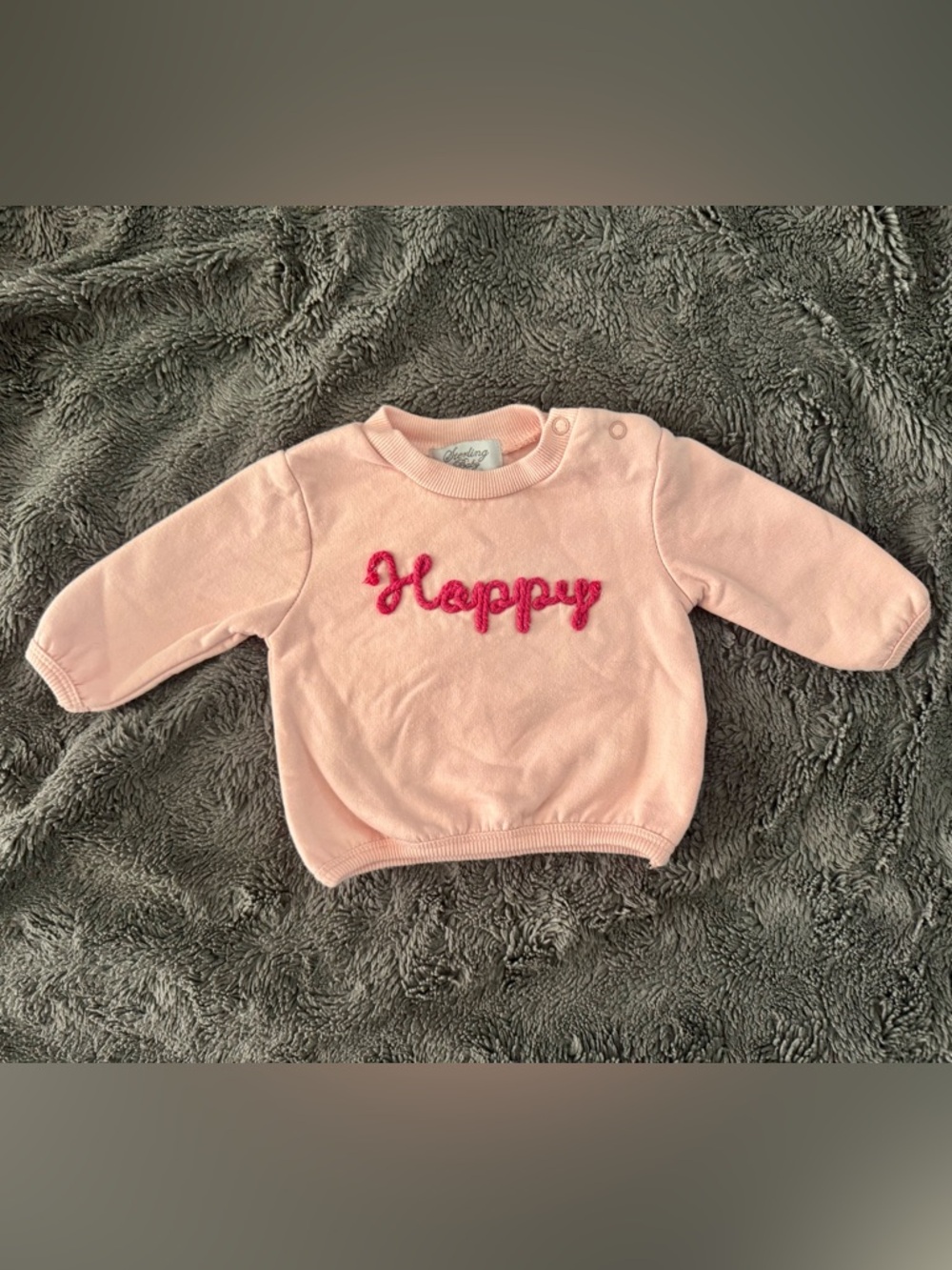 Baby Pink 'Happy' Crewneck Sweatshirt - Cozy Toddler Top